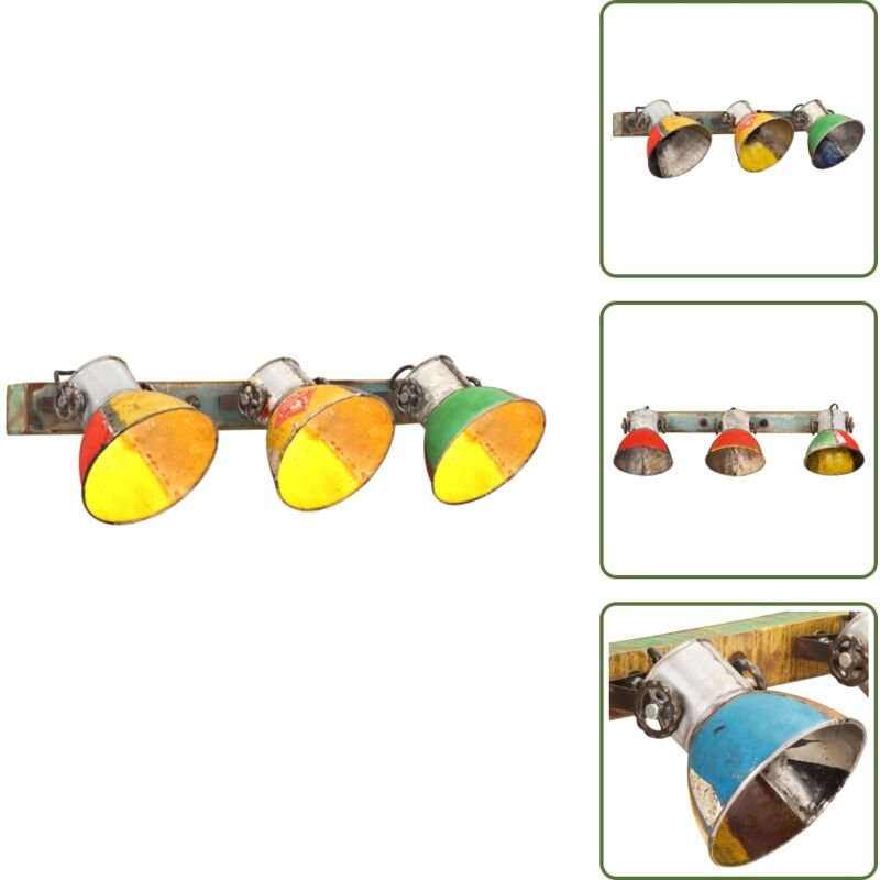 The Living Store Wandleuchte Industrie-Stil Mehrfarbig 65x25 cm E27 - Wandlampe mit 3 Flammen