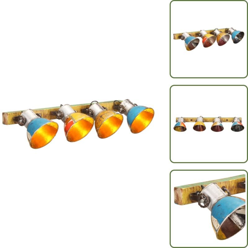 The Living Store Wandleuchte Industrie-Stil Mehrfarbig 90x25 cm E27 - Wandlampe mit 4 Flammen