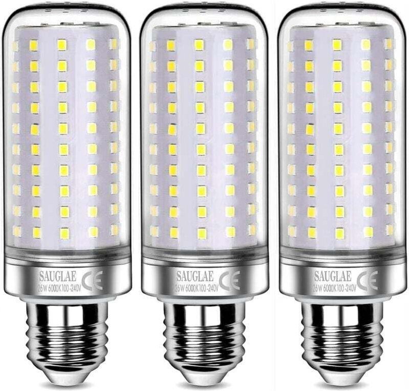 26-W-LED-Lampen, entspricht einer 200-W-Glühbirne, 3000 lm, 6000 K Kaltweiß, E27-Edison-Schraubfassung, 3er-Pack [Energi...
