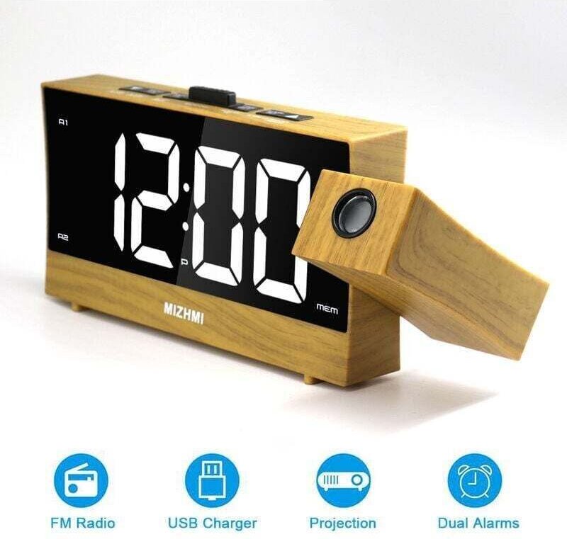 LaBlanc Deckenprojektions-Radiowecker, Deckenprojektor-Wecker mit Doppelalarm, Radiowecker mit großem Display, Schlummer...