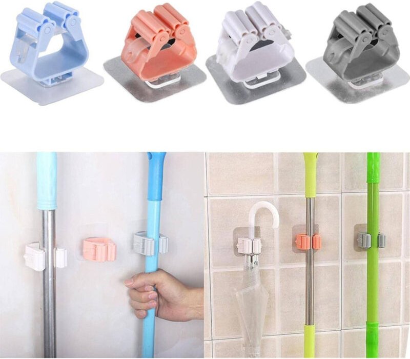 Trade Shop Traesio - Trade Shop - 2er Set Besenhaken Mopphalter widerstandsfähiger Kleber Halterung Aufhänger Bad Küche ...