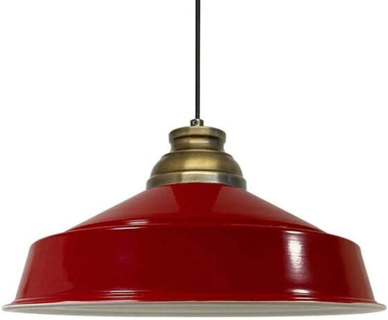 Handbemalte Industrielle Hängeleuchte aus Rot Metall – Vintage-Kronleuchter E27 Ø41 cm für Wohnzimmer, Schlafzimmer Oder...