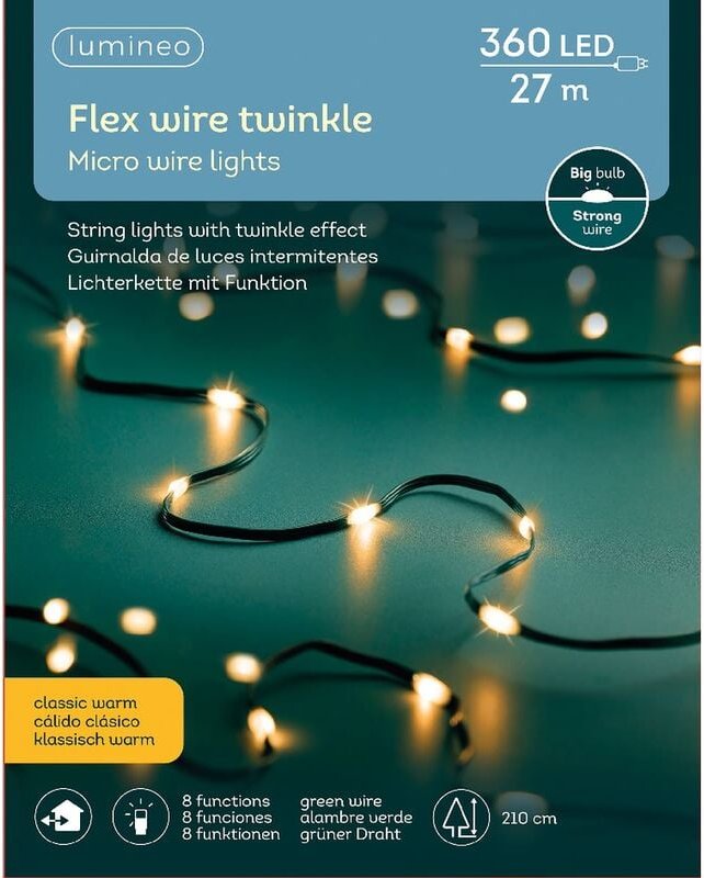 Lumineo LED Micro Lichterkette mit Twinkle Funktionen 2.700 cm 360 Lichter klassisch warm