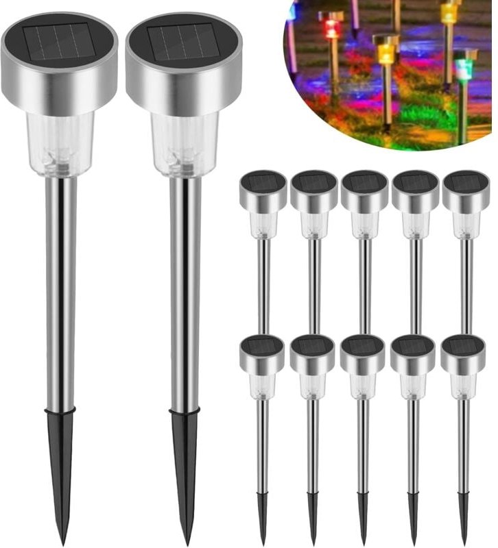 Solarlampe für den Außenbereich, Garten, 12er-Set, wasserdichte Gartenlampen, kabellose Lampe mit bunten LED-Lichtern, D...