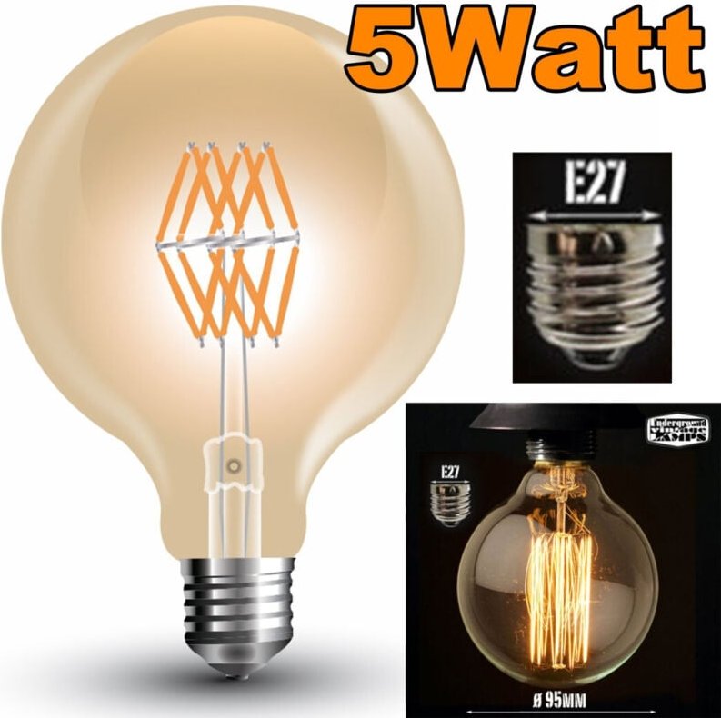 Trade Shop Traesio - Trade Shop - globo carbonio vintage decorativa E27 5W G95 -