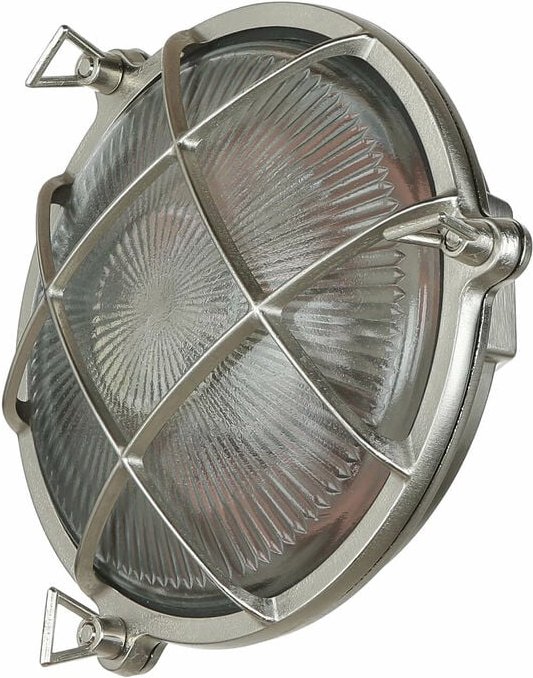 Licht-erlebnisse - Wandlampe Außen Echt-Messing IP64 Maritim in Nickel