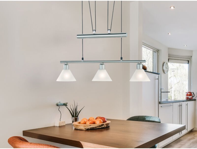 Thumbnail - Trio - Pendelleuchte stamina mit Glas 3-flammig höhenverstellbar 80-180cm, B:66cm