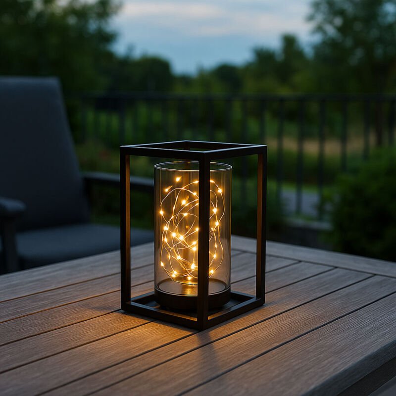 Solar Lampe Outdoor Solarleuchte Gartenleuchte Metallgestell LED Solar Lichterkette Außen, Metall Acryl, 1x LED warmweiß...