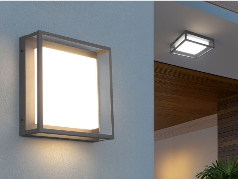 Meinewunschleuchte - led Außen Wand- Deckenleuchten 2er set im Bauhaus Stil, Anthrazit, 30cm breit