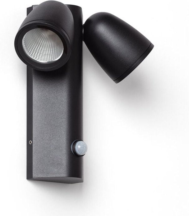 Ledkia - led Wandleuchte Außen 12W Aluminium mit Bewegungssensor pir Abel Zwei Strahler Schwarz