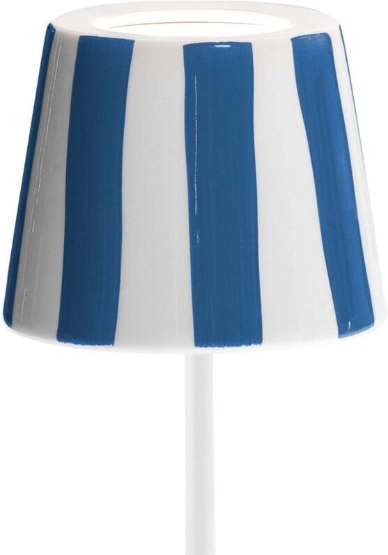 Blau gestreifte LED-Tischleuchte Poldina Lido, wiederaufladbar und dimmbar mit einer Akkulaufzeit von bis zu 12 Stunden....