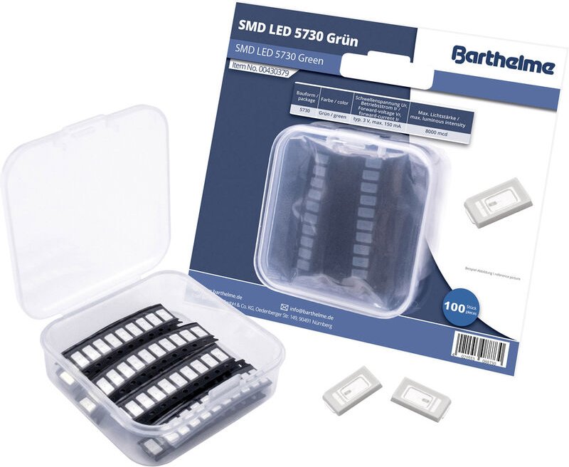Barthelme - SMD-LED-Set 5730 Grün 8000 mcd 120 ° 150 mA 3 v 100 St. Bulk