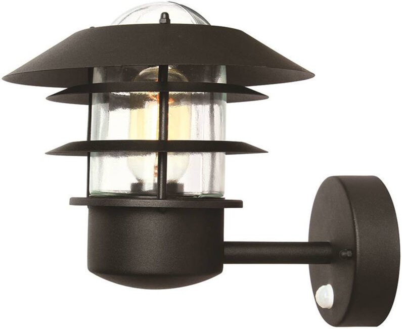Elstead - Außenwand Laterne helsingor mit Bewegungsmelder, Schwarz Höhe 24cm