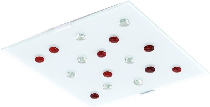 Hochwertige led Decken Leuchte Glas Steine rot weiß klar Beleuchtung Lampe satiniert Eglo 93418