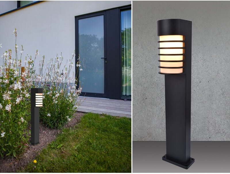 LED Außen Wegeleuchte Retro Optik - ALU Schwarz, IP54, Höhe 75cm