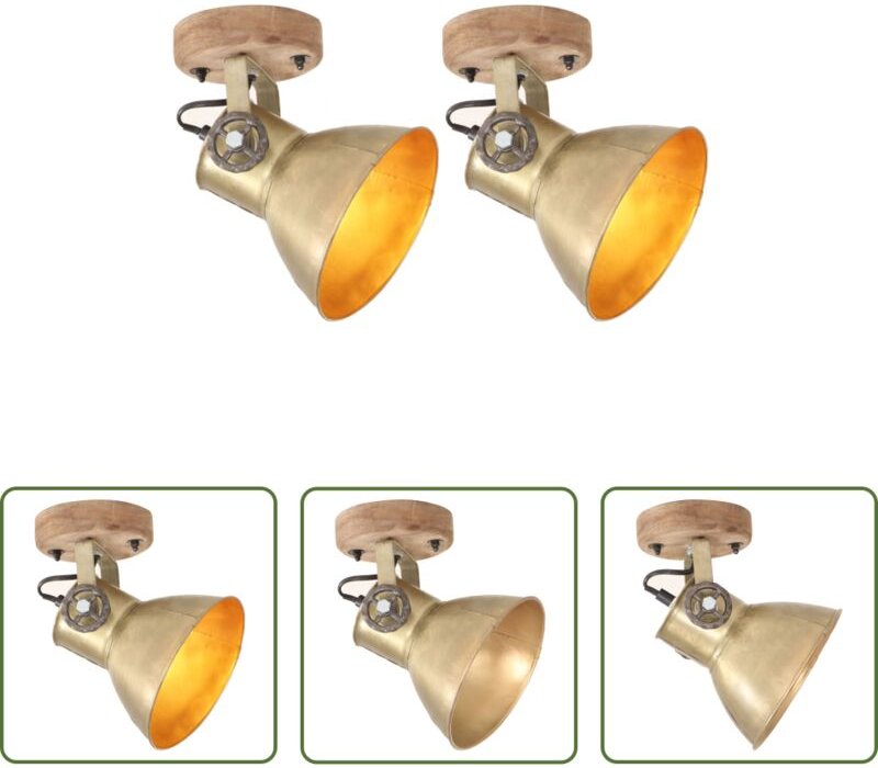vidaXL Industriestil - Wand-/Deckenlampen Industriestil 2 Stk. Messing 20x25 cm E27