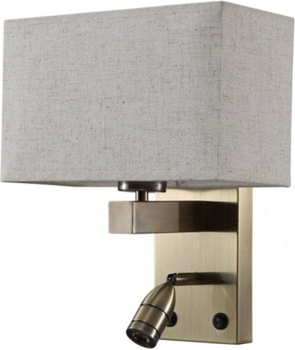 Wandlampe 3w 4000k +1xe27 gabriel leder/beige lampenschirm 285lm 31x26x15,5cm duale zündung