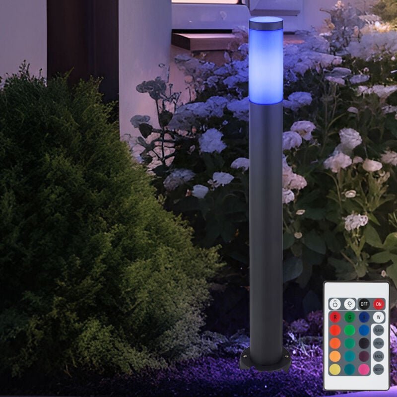 Außenstehlampe dimmbar mit Fernbedienung led Wegeleuchte Edelstahl Gartenlampe anthrazit, rgb Farbwechsel, 8,5W 806lm wa...