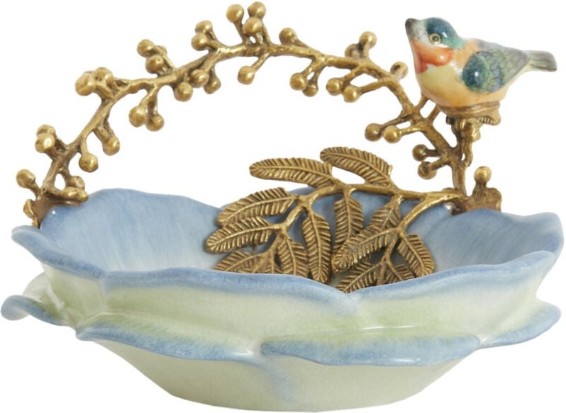 Schale bird Keramik Hellblau Bronze – 26,5x20x14 - Light&living