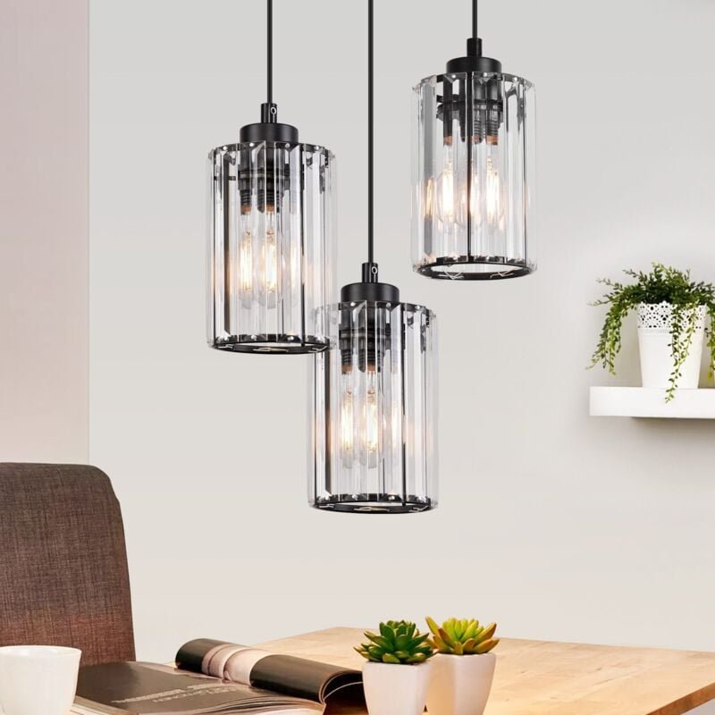 Gbly - Pendelleuchte Esstisch Küchenlampe Hängend Runden- Hängelampe Wohnzimmer E27 Esstischlampe Schwarz Schlafzimmer H...