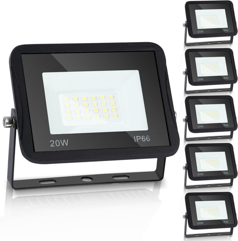 Led Fluter Flutlicht Strahler Baustrahler Außen Lampe IP65 20W 5X Warmweiß Scheinwerfer - Swanew