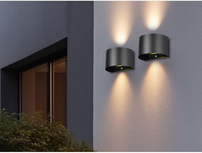 Meinewunschleuchte - 2er set Akku Wandleuchte mit Bewegungsmelder für Innen & Außen, zum Kleben