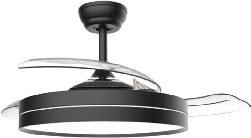 Deckenventilator Lugela mit einstellbarem CCT-Licht und Ø107-Steuerung, 3 einziehbaren Flügeln DC Schwarz