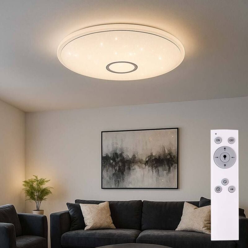 Etc-shop - Deckenleuchte Deckenlampe Schlafzimmerleuchte, Fernbedienung, Sparkle Dekor, Nachtlicht, dimmbar, cct, led 30...