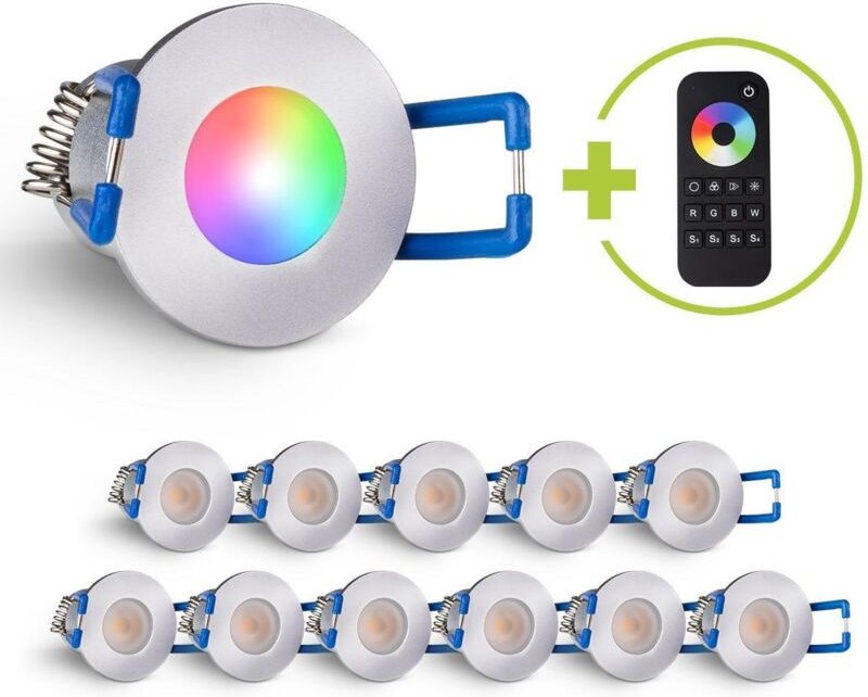 Einbaustrahler Mini Livorno 3W RGBW IP65 - Farbe: silber - Anzahl: 12x