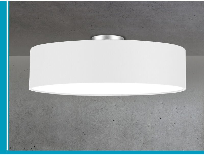 Meinewunschleuchte - Große runde Deckenleuchte calma mit Stoffschirm in Weiß ø 60cm