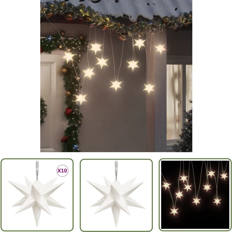 LED-Weihnachtsstern mit 10 LEDs Weiß 10 cm - led Sterne - Weihnachtsdeko - Lichterkette - Sternlicht - Outdoor Beleuchtu...