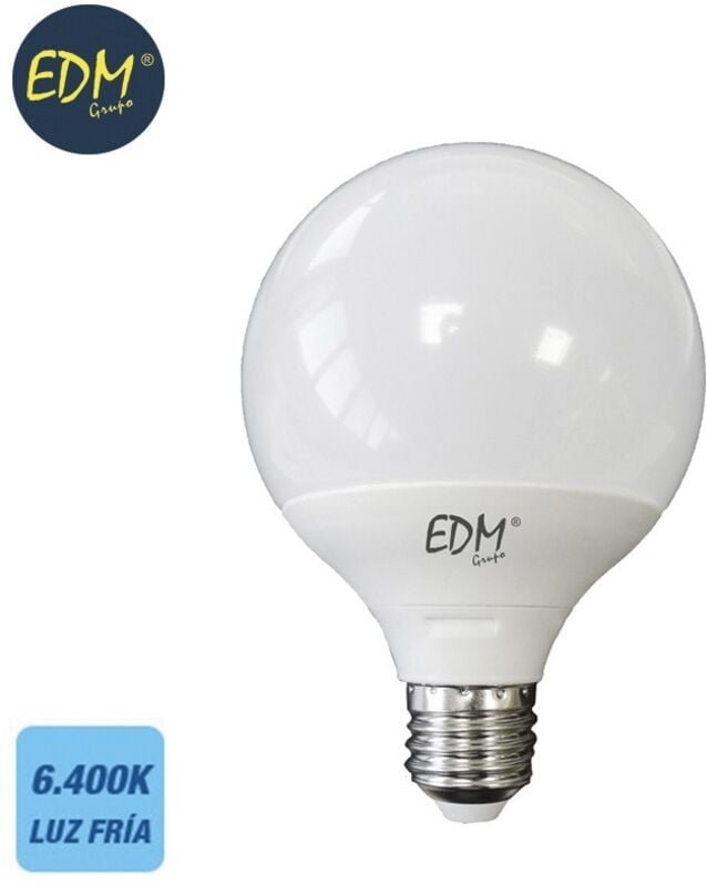 Luxram - edm Globe LED-Glühbirne E27 10W 932lm 6400K Kaltlicht Ø95x141mm