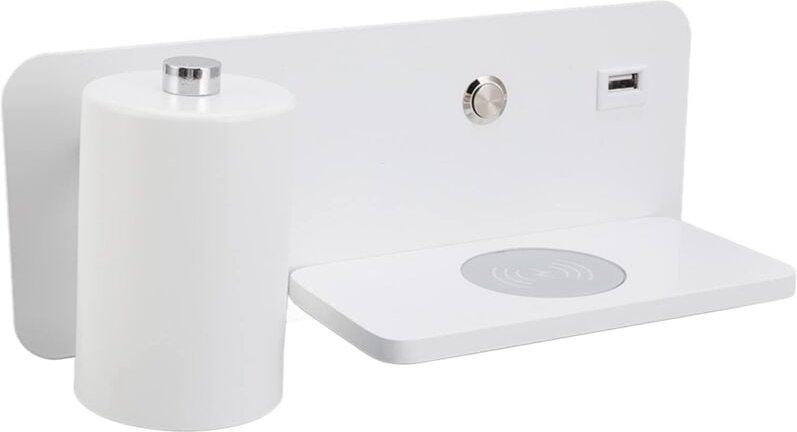 LED-Wandleuchte, Nachttisch-Leselampe mit 5V-Funkladegerät und USB-Ladeanschluss, Bedienknopf, verstellbare und drehbare...