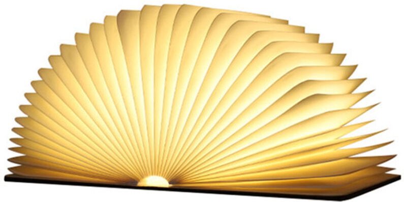 Faltbare Buchlampe aus Holz mit LED-Licht, LED-Tischlampe, Lampe in Buchform, per usb wiederaufladbare LED-Papierlampe, ...