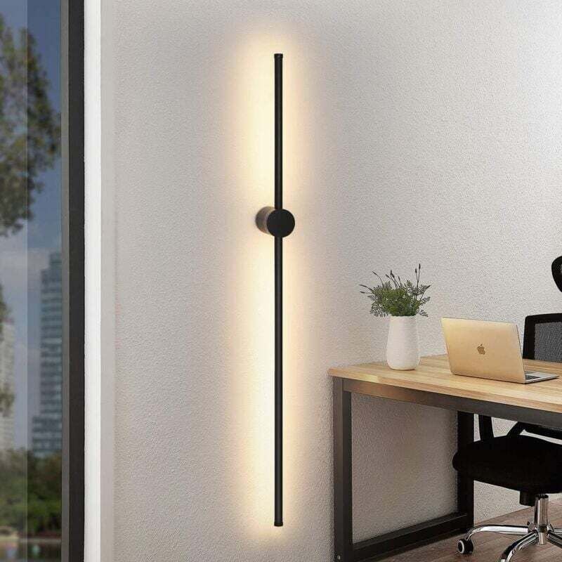 Schwarze, drehbare LED-Wandleuchte (60 cm) für den Innenbereich – Modernes Design, 8 W, 3000 K warmweiß – Geeignet für F...