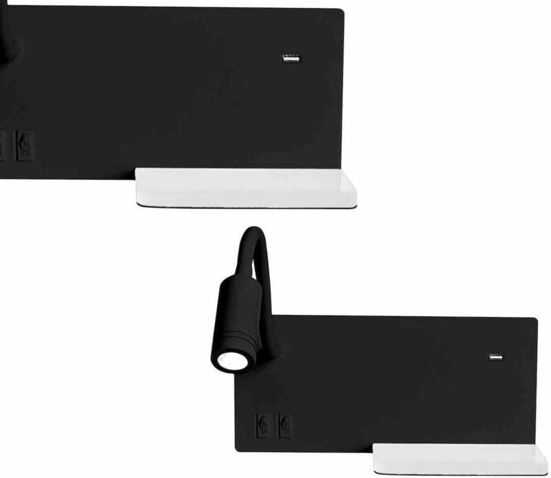 Nachtlampe mit Regal SHELF BLACK LED 4W+5W+2W