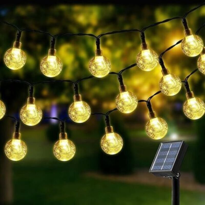 12M Solar-Lichterkette für den Außenbereich, 100 LEDs, warmweißes Licht mit 8 Modi & IP65 wasserdicht, ideal als Dekorat...