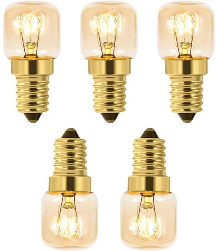 5er-Pack 15-W-Salzlampen, warmweißes Glühlicht, 230 V Wechselstrom, 15-W-Ofenlampe, für Backöfen, Kühlschränke, Salzlamp...