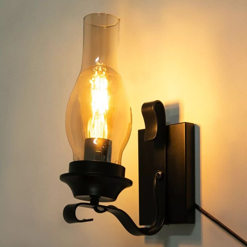 Einfach Kreativ Wandleuchte Vintage Antik Nostalgie Innen Design Wandlampe Rund Weiß Glas Lampenschirm Lampenfassung Rus...