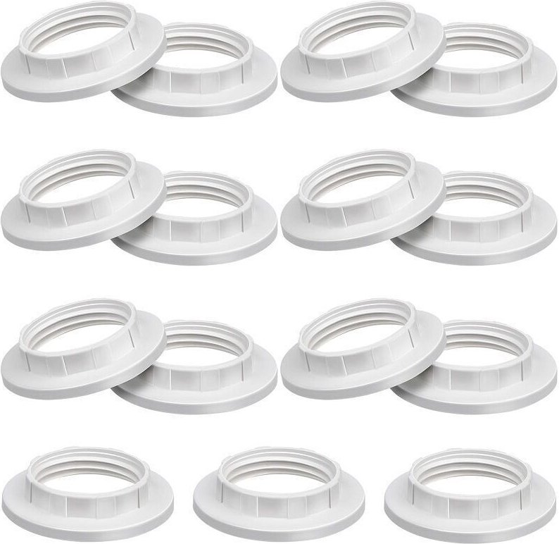15 Stück E14 Reduzierringe für Lampenschirme, weiße Adapterringe für Pendel- und Stehlampen