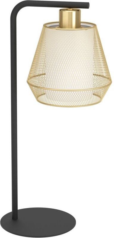 Thumbnail - Tischlampe Ciudadela, elegante Nachttischlampe, Tischleuchte aus Metall in Messing und Textil in Weiß, Tisch-Lampe für W...