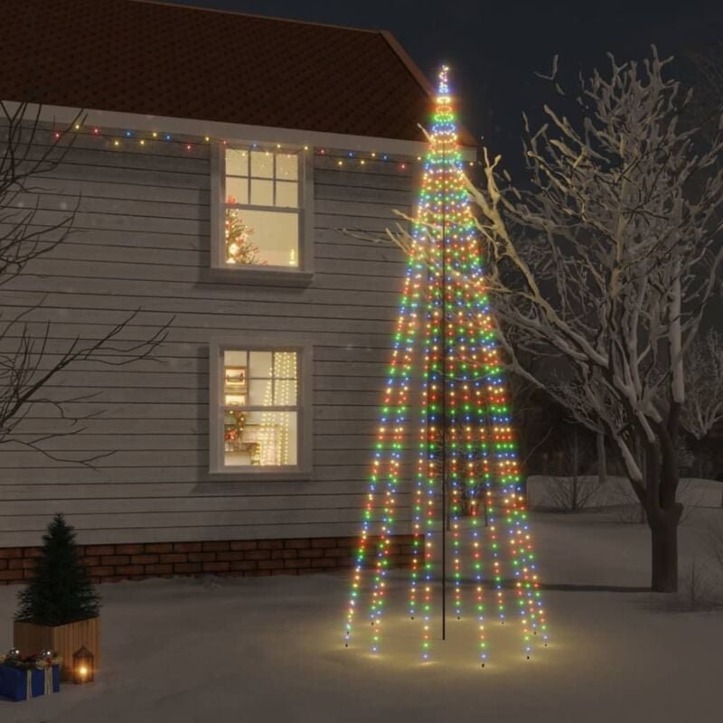 vidaXL Weihnachtsbaum mit Erdnägeln Mehrfarbig 732 LEDs 500 cm