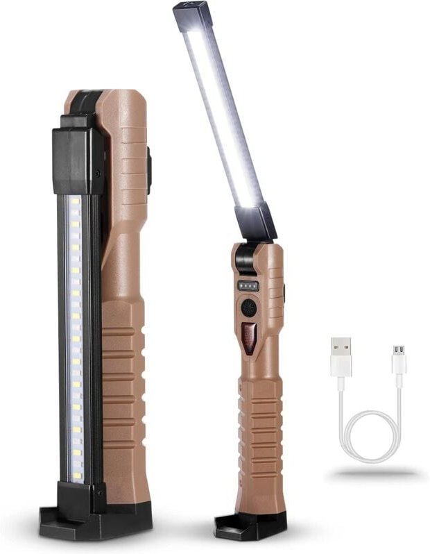 Wiederaufladbare Arbeitsleuchte, magnetische COB-LED-Inspektionslampe mit 7 Arbeitsmodi, Leistungsanzeige, magnetischer ...