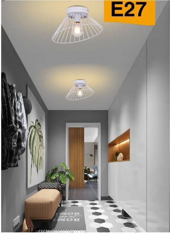 Thumbnail - Trade Shop - Deckenleuchte Metall Lampenschirm Kronleuchter Lampe E27 Modern Dekorativ C70 - Weiß