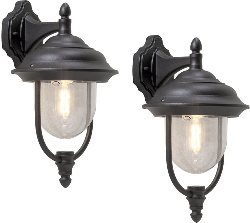 Konstsmide - 2er-Set hängende Wandleuchten parma, Aluminium schwarz, E27, IP43