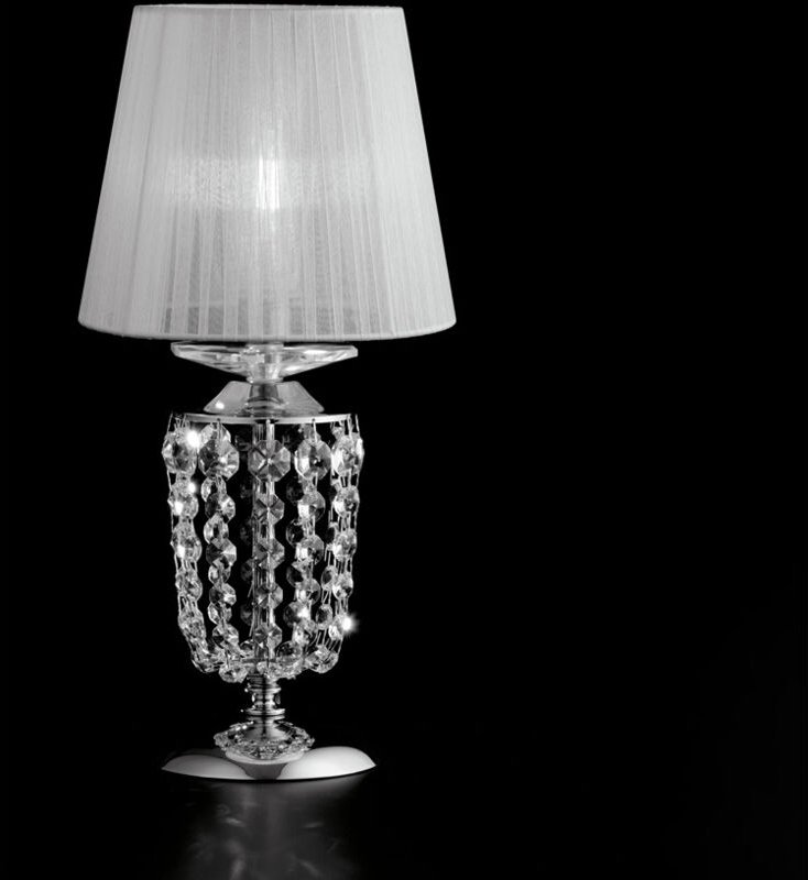 Bonetti Illumina - Mozart - Tischlampe aus Eisen und verchromtem Messing mit 1 Lampenschirm H.40 - Ø20 - BL189-LT-CR