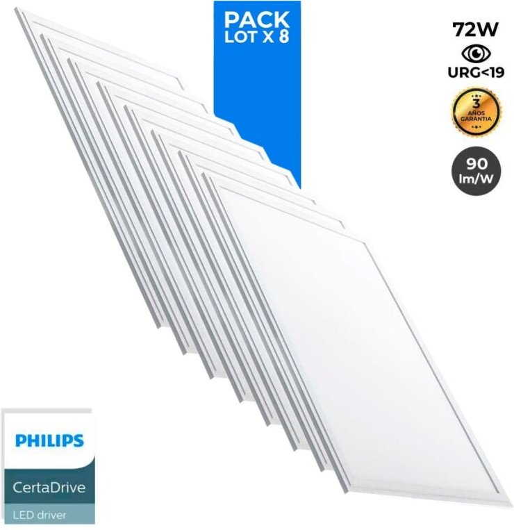 8er-Pack LED-Einbaupanels slim 120x60 cm - philips Treiber - 72W