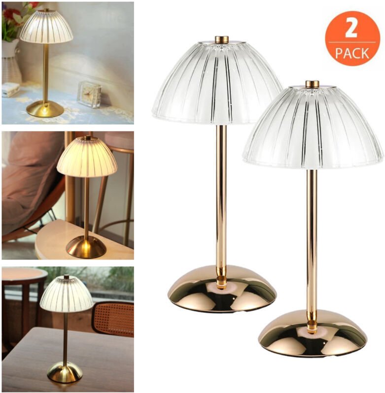 Set mit 2 modernen, wiederaufladbaren, kabellosen Tischlampen, dimmbare LED-Nachttischlampen mit Touch-Bedienung, tragba...