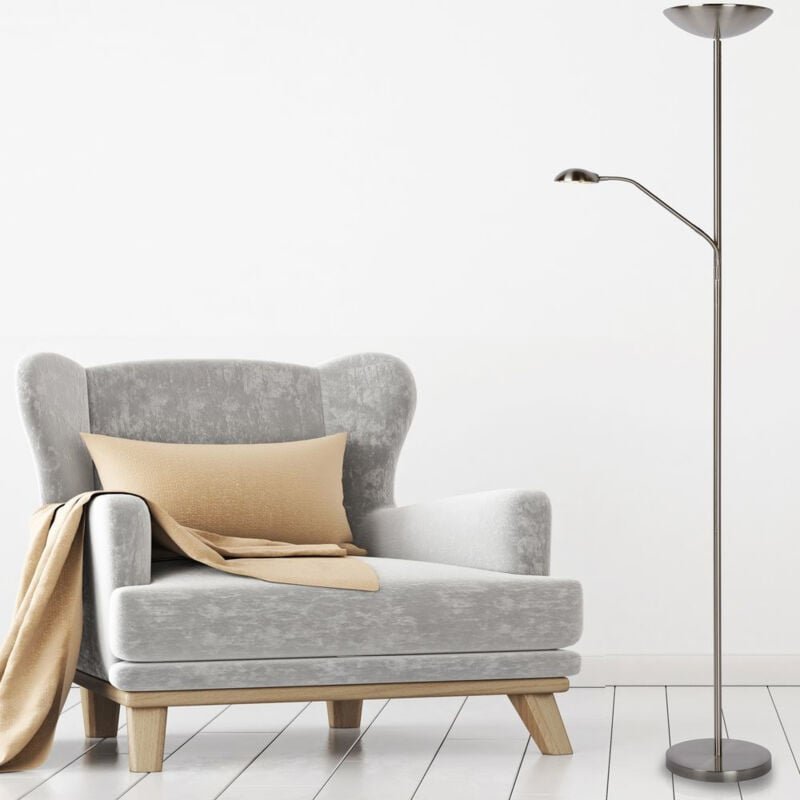 Lucide ZENITH - Stehlampe Mit Leselampe - LED Dim. - 3000K - Chrom Matt