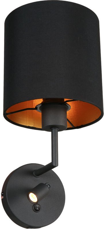 Wandleuchte - Noor - schwarz - leinen metall - ø 18cm - - Mexlite